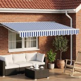 vidaXL Copertină retractabilă manuală Albastru și Alb 3,5 x 2,5 m 3420230