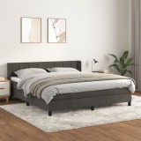 Cumpara ieftin Pat box spring cu saltea, gri &icirc;nchis, 160x200 cm, catifea