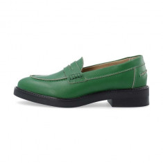 Bianco mocasini de piele BIAALMA femei, culoarea verde, cu toc plat, 11250989