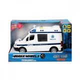 Cumpara ieftin Masina de politie cu lumini si sunete Maxx Wheels, 1:16, Alb-Albastru