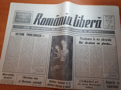 romania libera 31 mai 1990- art. alegerile ca experiment si petrila pentru o zi foto
