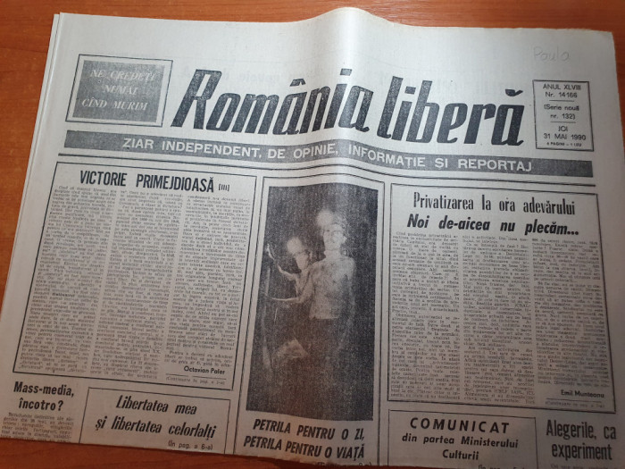 romania libera 31 mai 1990- art. alegerile ca experiment si petrila pentru o zi
