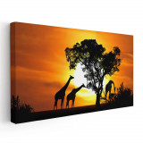 Tablou peisaj savana girafe la apus Tablou canvas pe panza CU RAMA 70x140 cm