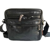 Geanta umar, Piele Ecologica, Extra buzunare, Neagra, 16 x 19 x 9 cm, Negru