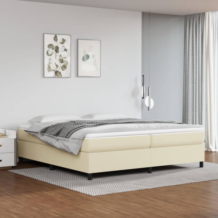 vidaXL Cadru de pat, crem, 200x200 cm, piele ecologică 3121067