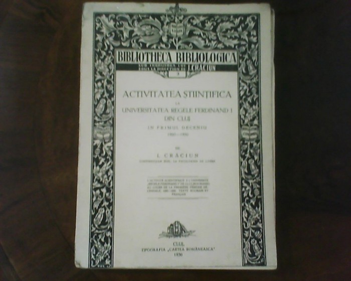 I. Craciun Activitatea stiintifica la Universitatea Regele Ferdinand I 1920-1930