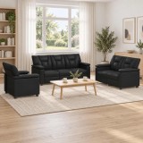 Cumpara ieftin Set de canapea 3 pcs Negru Piele artificiala