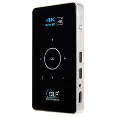 Mini proiector portabil DLP CSQ C6 Negru, 120 , 3D, Decodare 4K, 2GB RAM, 32GB ROM, Android 9, Wifi 2.4 5G, Bluetooth 4.2, QuadCore, 4000mAh