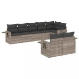 Cumpara ieftin Set mobilier de gradina cu perne, 8 piese gri deschis poliratan