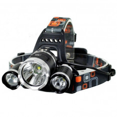 Lanterna De Cap 3 x Led Cree XML T6 MRG M-155, 2x Acumulatori 18650, Frontala, Negru C155