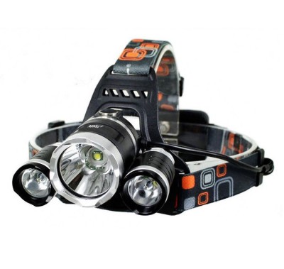 Lanterna De Cap 3 x Led Cree XML T6 MRG M-155, 2x Acumulatori 18650, Frontala, Negru C155 foto