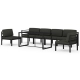 Set mobilier de gradina cu perne, 7 piese, antracit, aluminiu