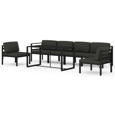 Set mobilier de gradina cu perne, 7 piese, antracit, aluminiu foto