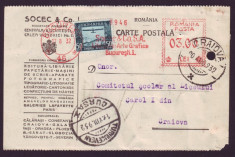 1932 Romania, CP SOCEC &amp;amp; Co francatura mecanica publicitara Liceul Carol Craiova foto