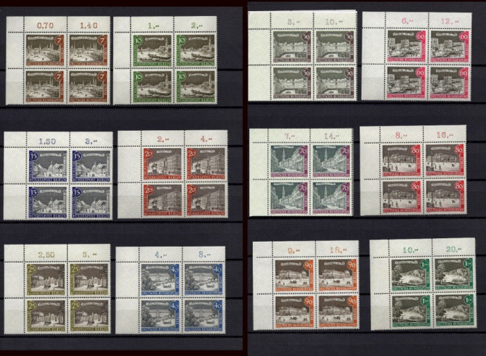 GERMANIA BERLIN 1962 , CLADIRI VECHI BERLIN , SERIE IN BLOCURI DE 4 MNH