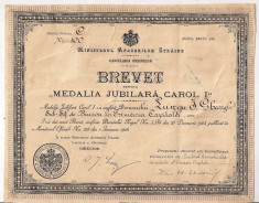 BREVET &amp;quot; MEDALIA JUBILIARA CAROL I&amp;quot; - 2 foto