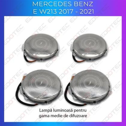 Lumini Ambientale capace difuzoare Mercedes E W213 2017-2021 control pe sistemul original sau telefon CarStore Technology