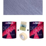 Cumpara ieftin Pachet 2x Vopsea decorativa interior Kober Decor Izy Violet Ametist 0.9L + Pensula