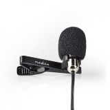 Microfon Lavaliera Nedis, 3.5mm, Metalic, Omnidirectional, Cablu 1.8m, Negru/Chrome, Pentru Smartphone/Tableta/PC