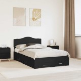 vidaXL Cadru de pat cu headboard Negru 120 x 190 cm Lemn compozit 3413221