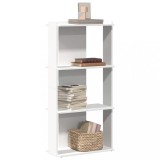 Bibliotecă Albă cu 3 Niveluri vidaXL, 60x30x120 cm, Lemn - Rafturi Depozitare Cărți, Living, Birou