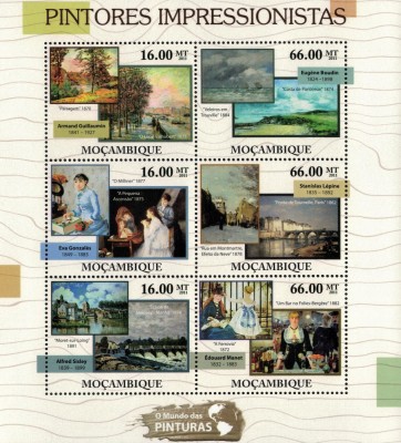 MOZAMBIC 2011 - Picturi, maestri impresionisti/ set complet - bloc+colita MNH ( 2 imagini) foto