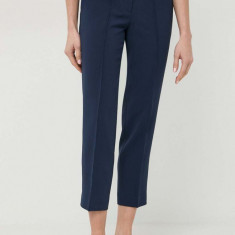 MICHAEL Michael Kors pantaloni femei, culoarea albastru marin, drept, high waist