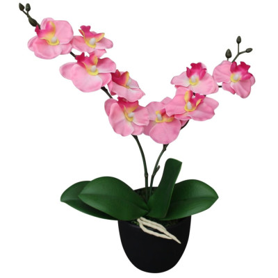 vidaXL Plantă artificială orhidee cu ghiveci, 30 cm, roz foto