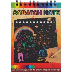 Caiet cu fise razuibile Cyrax, DIY Magic Scratch, 12 File, Curcubeu, Creion din Lemn, Cartonase negre, 14 x 10 cm, galben foto