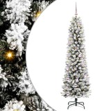 vidaXL Brad de Crăciun artificial cu 150 LED Verde și alb 150 cm 3396095