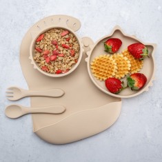 Set Diversificare, AppeKids, 100% Silicon, Kitty - Bubble Beige foto