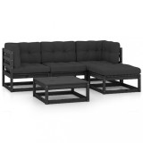 vidaXL Set mobilier grădină cu perne, 5 piese, lemn masiv pin