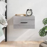 Noptiera Montata pe Perete vidaXL Gri Sonoma 35x35x20 cm Lemn Plutitoare Suspendata