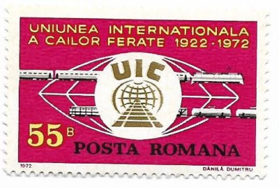 Romania (420) - 50 de ani de la infiintarea /uniunii Internationale a Cailor Ferate, 1972 - neobliterata foto