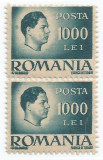 *Romania, LP 188/1945, Uzuale - Mihai I, hartie gri, pereche, eroare, MNH, Nestampilat