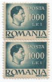 Romania: Uzuale Mihai I, LP 188/1945, Hartie Gri, Pereche, Eroare (Pata dupa ceafa), MNH