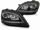 Faruri Tube Light compatibil cu Mercedes M-Class W164 (2005-2008) Negru cu Semnal Dinamic HLMBW164B