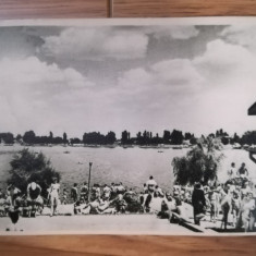 anii 50, Carte Postala Lacul FLOREASCA Strand RPR, Bucuresti comunism timp liber