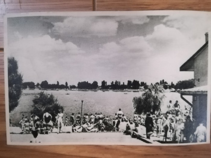 anii 50, Carte Postala Lacul FLOREASCA Strand RPR, Bucuresti comunism timp liber