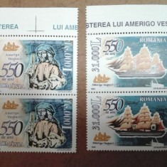 TIMBRE ROMANIA MNH LP1627/2004 550 ani nasterea Amerigo Vespucci -serie pereche