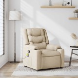 Fotoliu rabatabil de masaj, crem, material textil