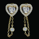 Cumpara ieftin Cercei din Argint 925 Golden Heart Drop , Stralucire Romantica E i Eleganta Fluida
