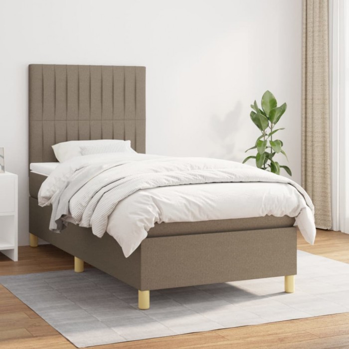 vidaXL Pat box spring cu saltea, gri taupe, 80x200 cm, textil 3142453