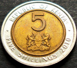 Moneda exotica bimetal 5 SHILLINGS - KENYA, anul 2010 *cod 666, Africa