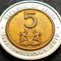 Moneda exotica bimetal 5 SHILLINGS - KENYA, anul 2010 *cod 666