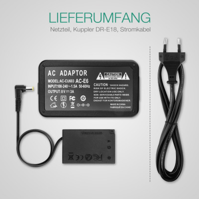 Alimentator AC Adapter pt Canon ACK-E18 ACKE18 DR-E18 200D 750D 760D 800D LP-E17 foto