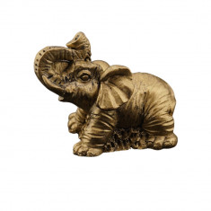 Statueta feng shui elefant din rasina aurie mic model 6 - 5cm