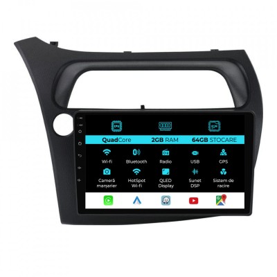 Navigatie Dedicata Honda Civic Hatchback (2006 - 2011), 9Inch, 2Gb Ram, 64Gb Stocare, Carplay foto