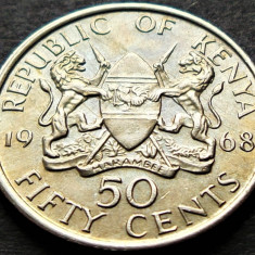 Moneda exotica 50 CENTI - KENYA, anul 1968 *cod 189 A - excelenta!