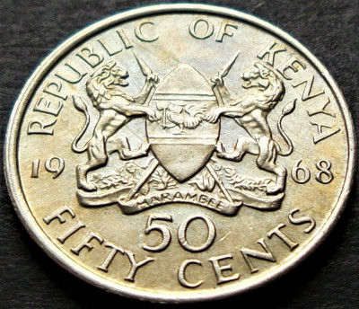 Moneda exotica 50 CENTI - KENYA, anul 1968 *cod 189 A - excelenta! foto